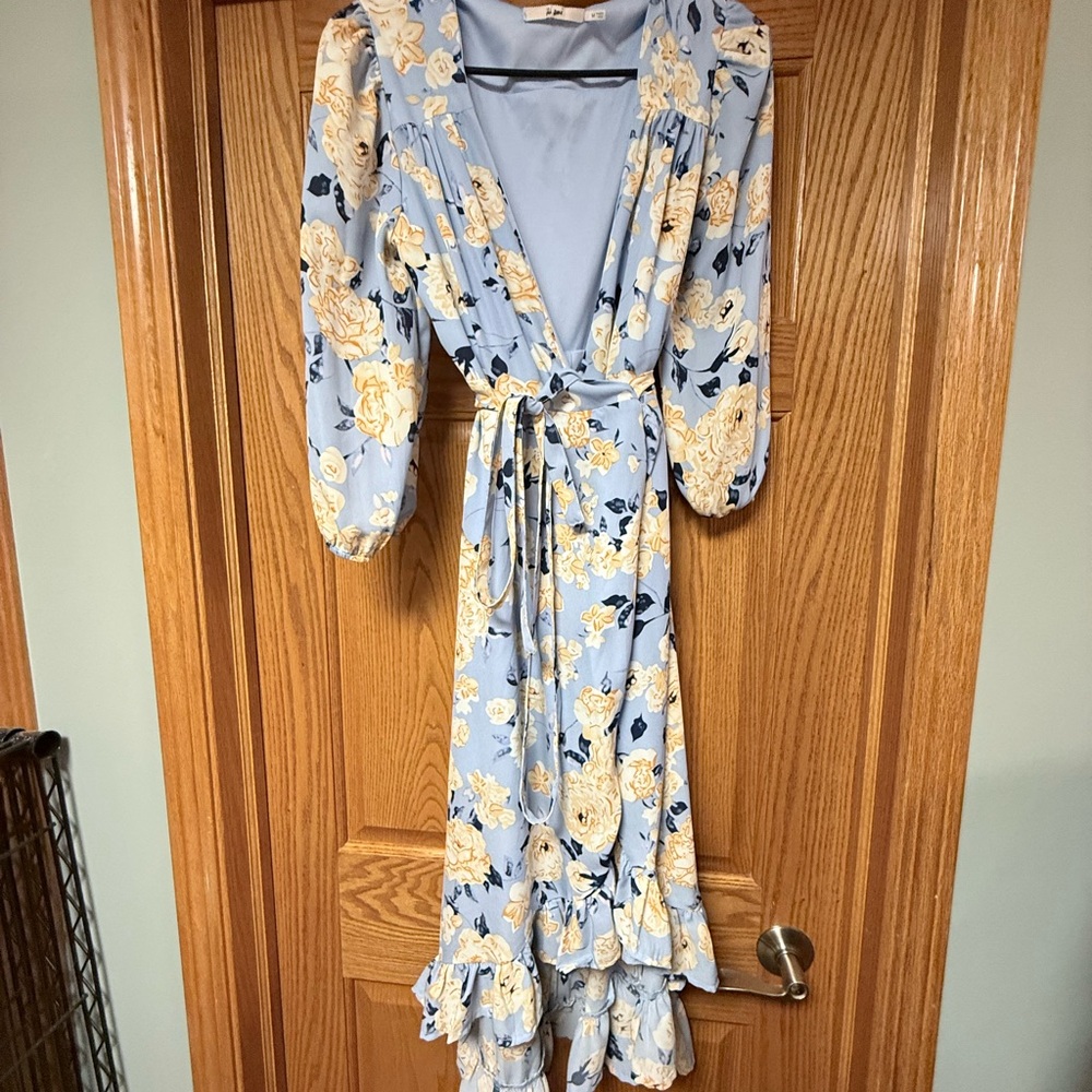 Miami Blue Floral Long Sleeve Dress